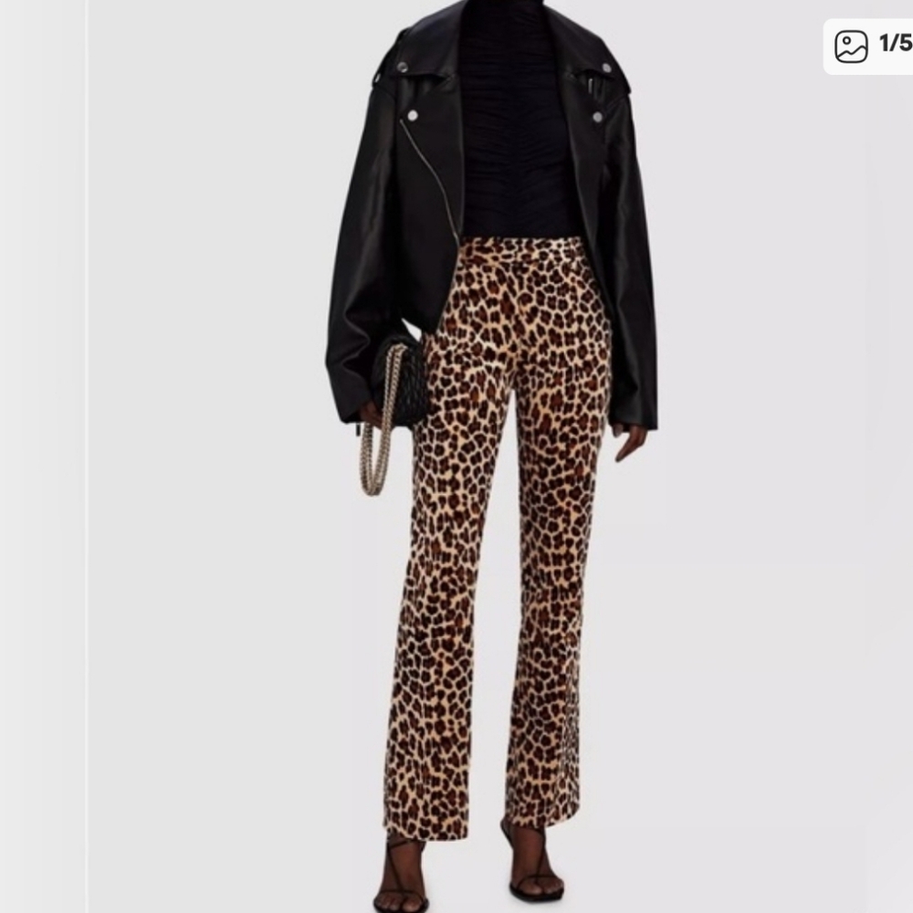 Frame Leopard Cheetah Mini Bootcut Velvet Touser Pants